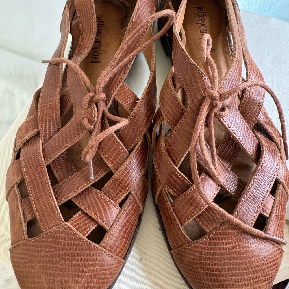 Jeffrey Campbell Brown Woven Leather Flats